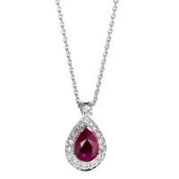 Collier 750/18 K Weissgold Rubin