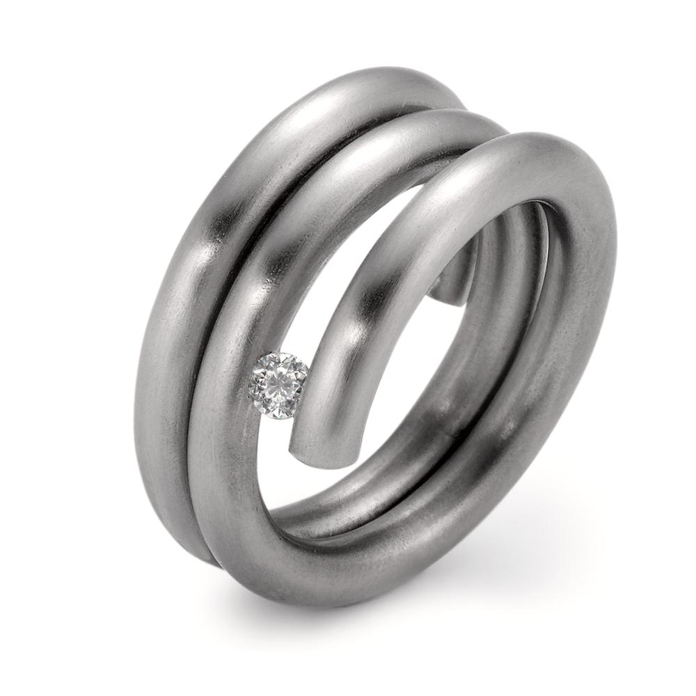 Fingerring Edelstahl Zirkonia