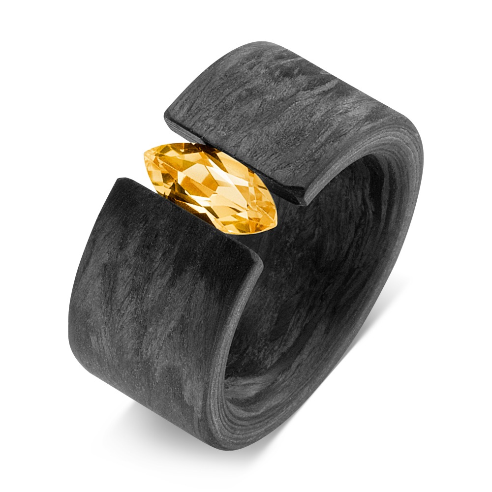 Fingerring Carbon Citrin